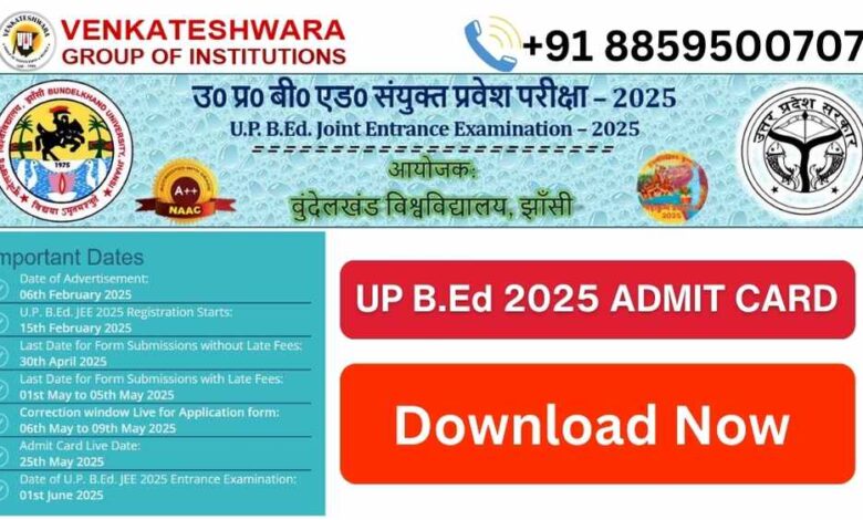 UP B.Ed JEE 2025 Admit card