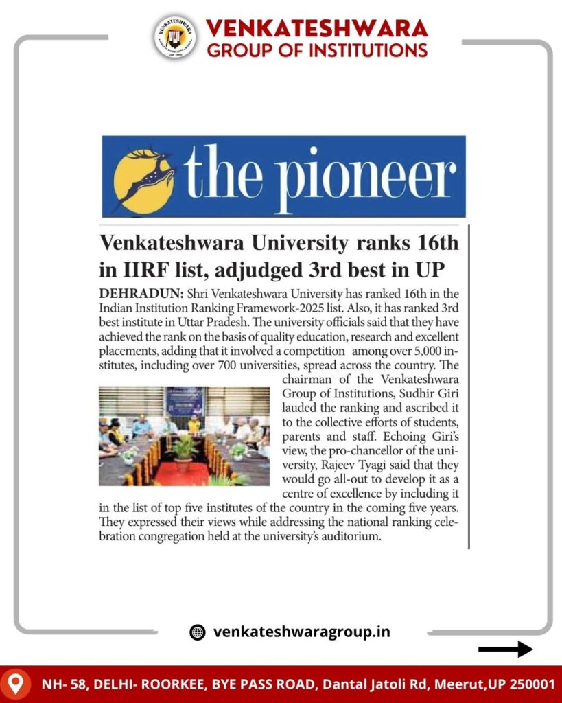 Shri Venkateshwara University is ranked 3rd in UP in the IIRF 2025